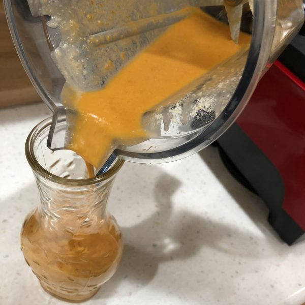 pouring dressing