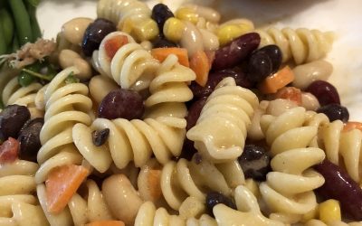 Protein Pasta Salad with Marinated Beans (gluten free and vegan options)