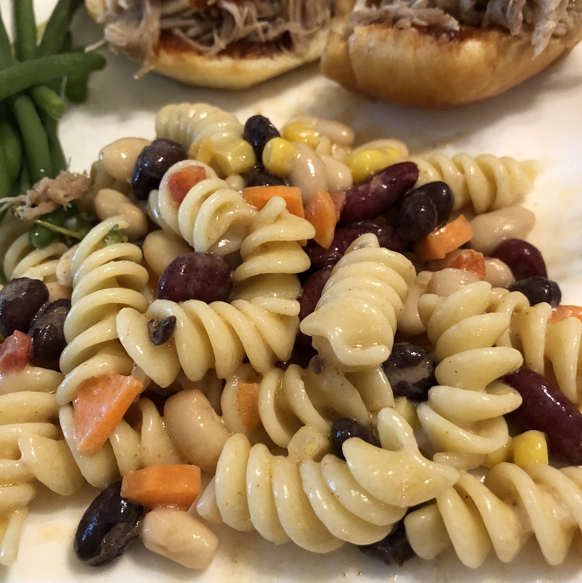 Protein Pasta Salad with Marinated Beans (gluten free and vegan options