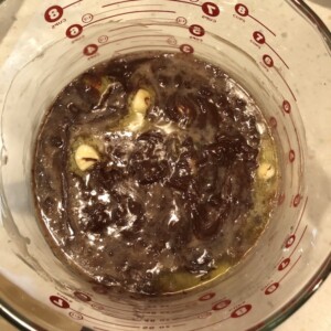 chocolate chips & sweetened condensed milk & butter melting